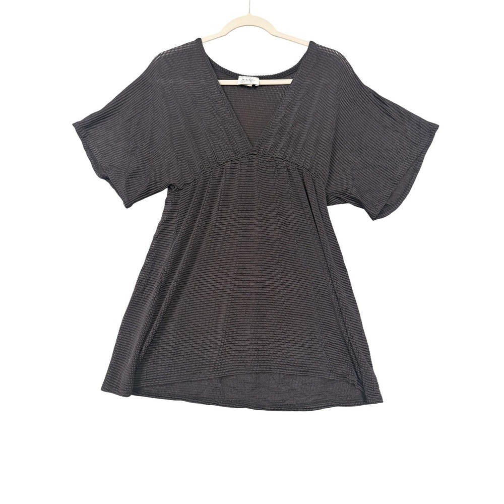 Jordan Taylor Swim Cover Up Womens Medium Black Mesh Sheer Tunic Elastic Waist